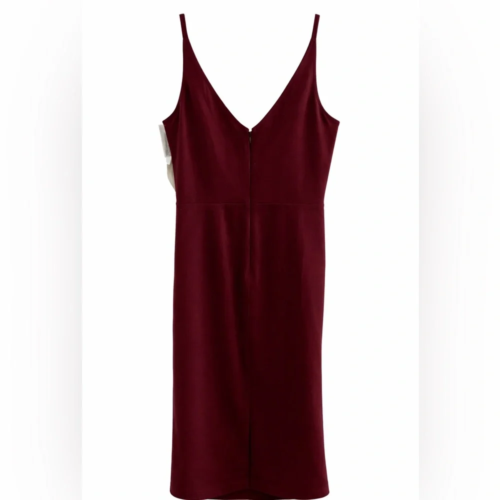 Wedding Guest Dress the Population Anita Ruched Cocktail Dress XL NWT Burgundy - Picture 4 of 4